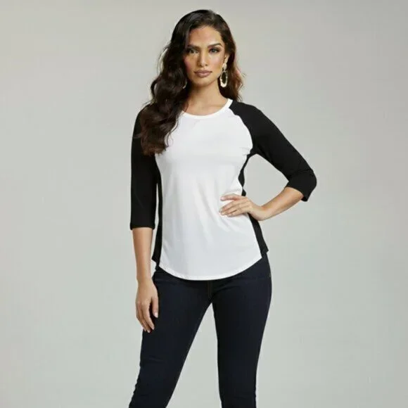 Aritzia Babaton Women's Top T-shirt Tee 3/4 Length Sleeve Cotton Blend Size XS - Picture 1 of 12